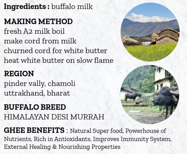 Pahadi Buffalo A2 Ghee (Ghee From Curd) ingredient making process benefits